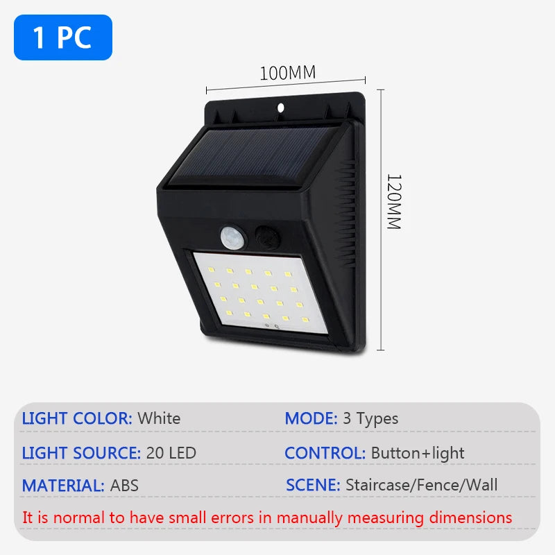Modern outdoor LED solar wall light with motion sensors