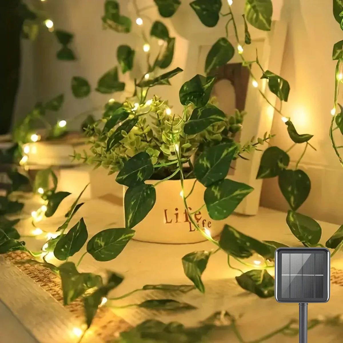Decorative LED String Light with Green Leaves