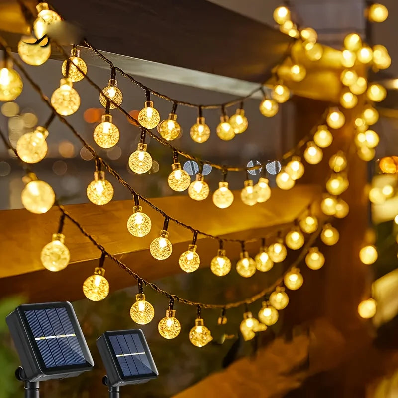 Solar string lights for outdoor areas