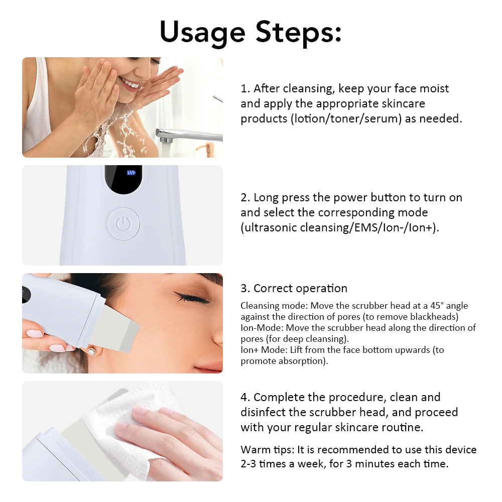 Deep Cleansing EMS Ultrasonic Skin Scrubber