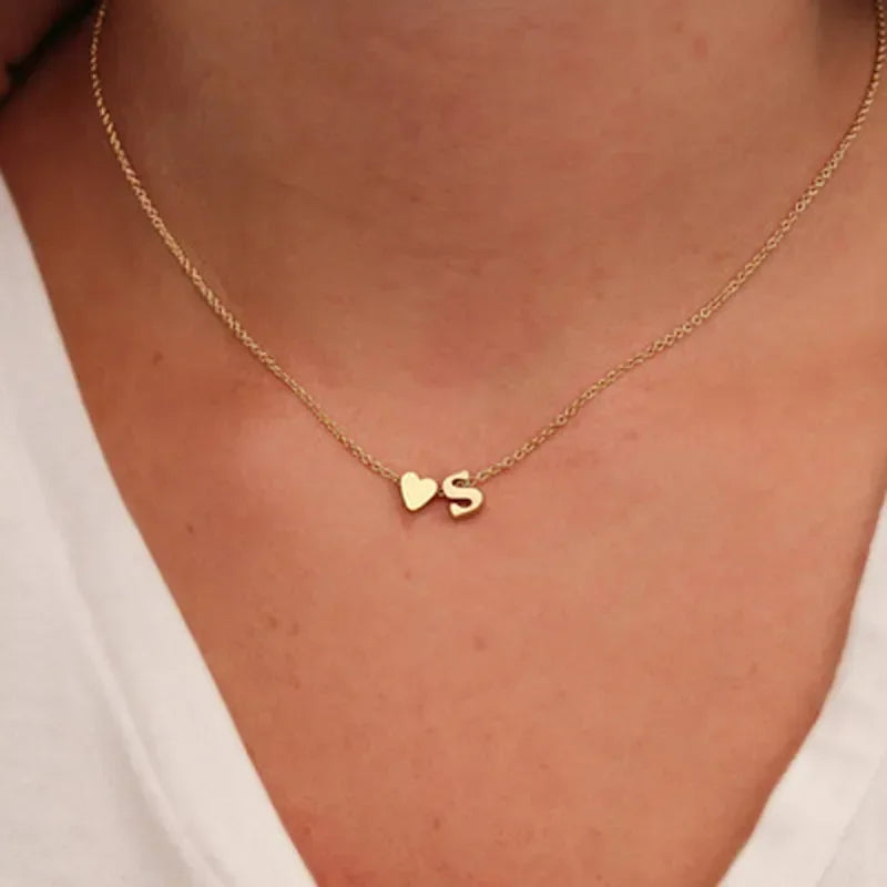 Necklace with delicate heart-shaped initial pendant