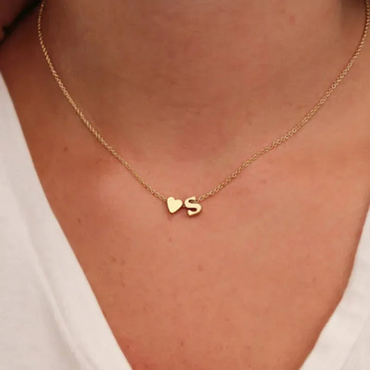 Necklace with delicate heart-shaped initial pendant