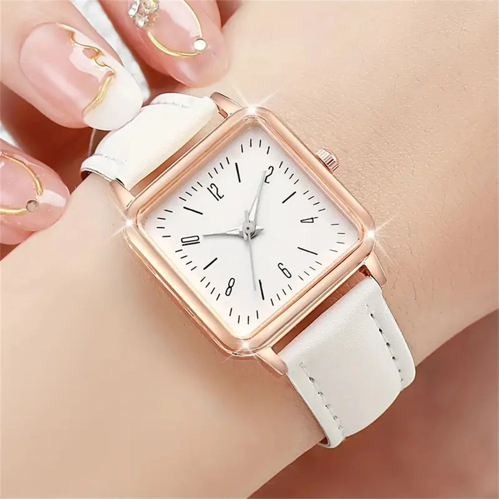Fashion women's square watch with heart bracelet
