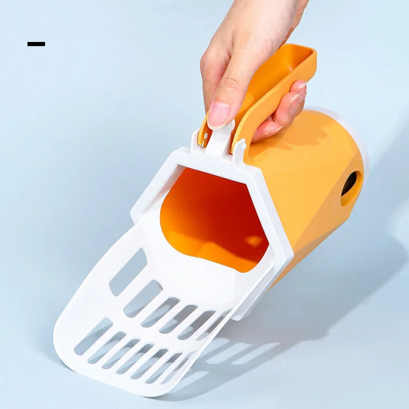 Cat litter scoop with built-in poop bag