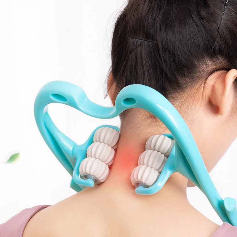 Six-wheel manual cervical massager