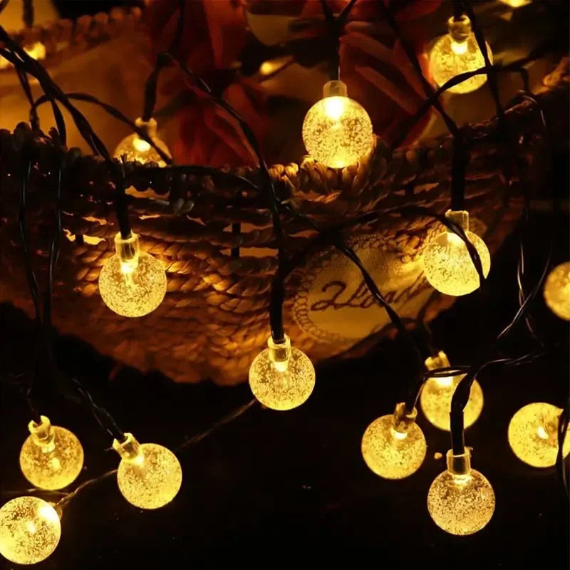 Solar string lights for outdoor areas