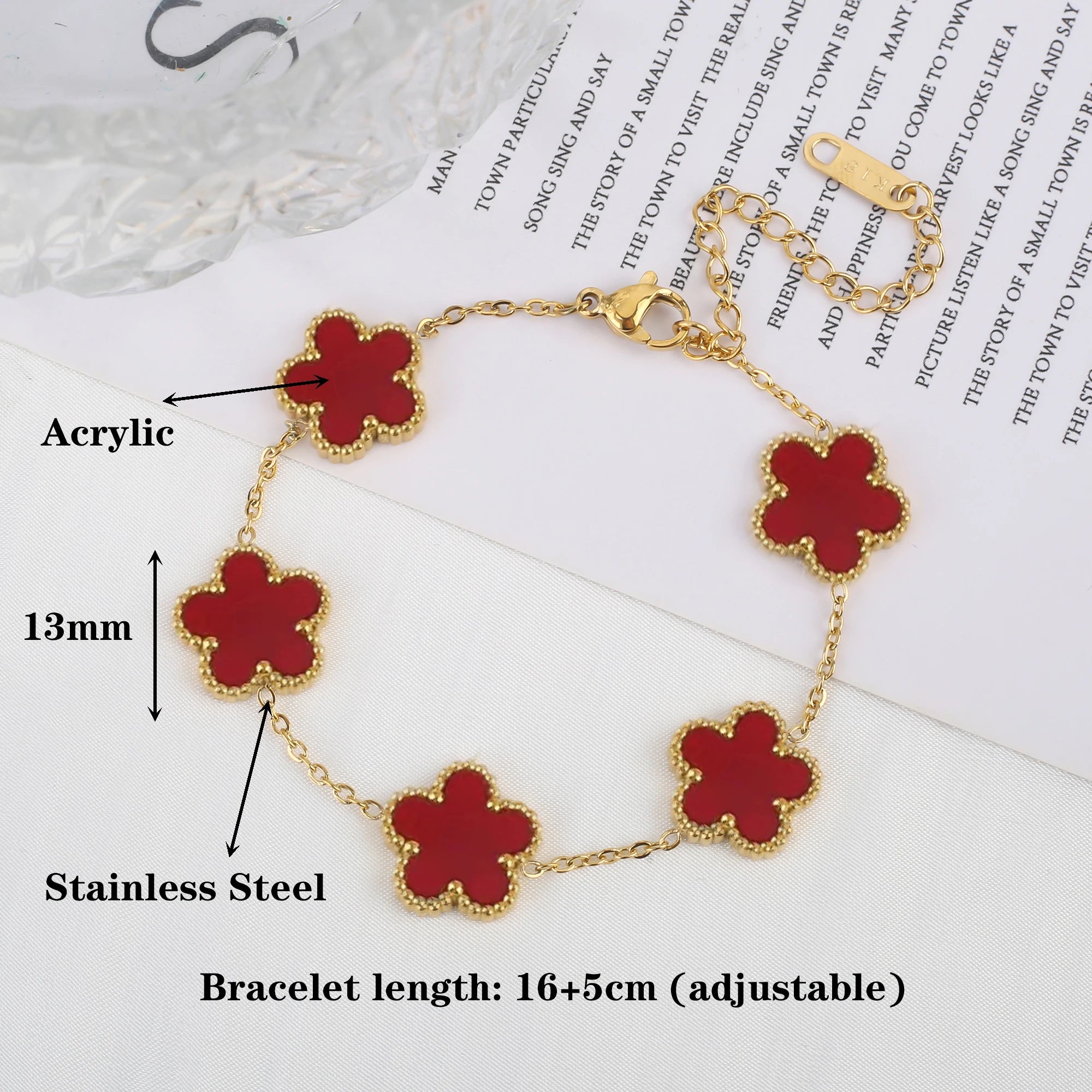 Luxurious five-leaf flower bracelet