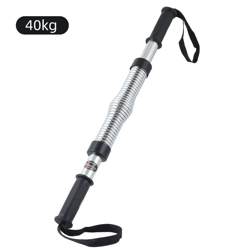 Arm strength bar with tension spring