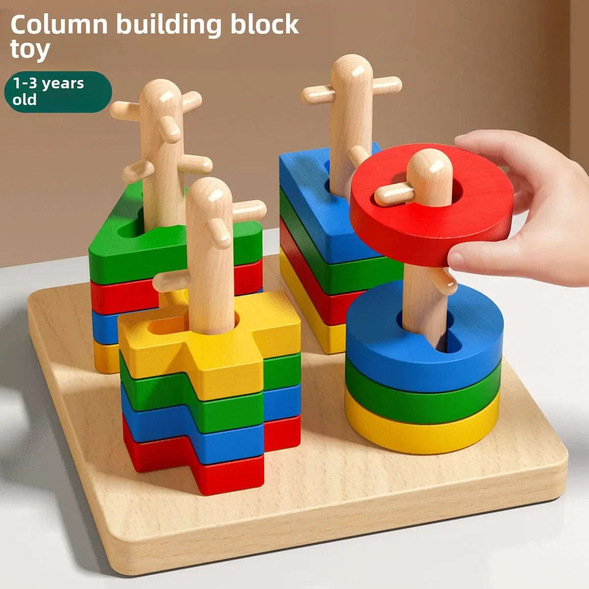 Montessori Wooden Stacking and Sorting Puzzle