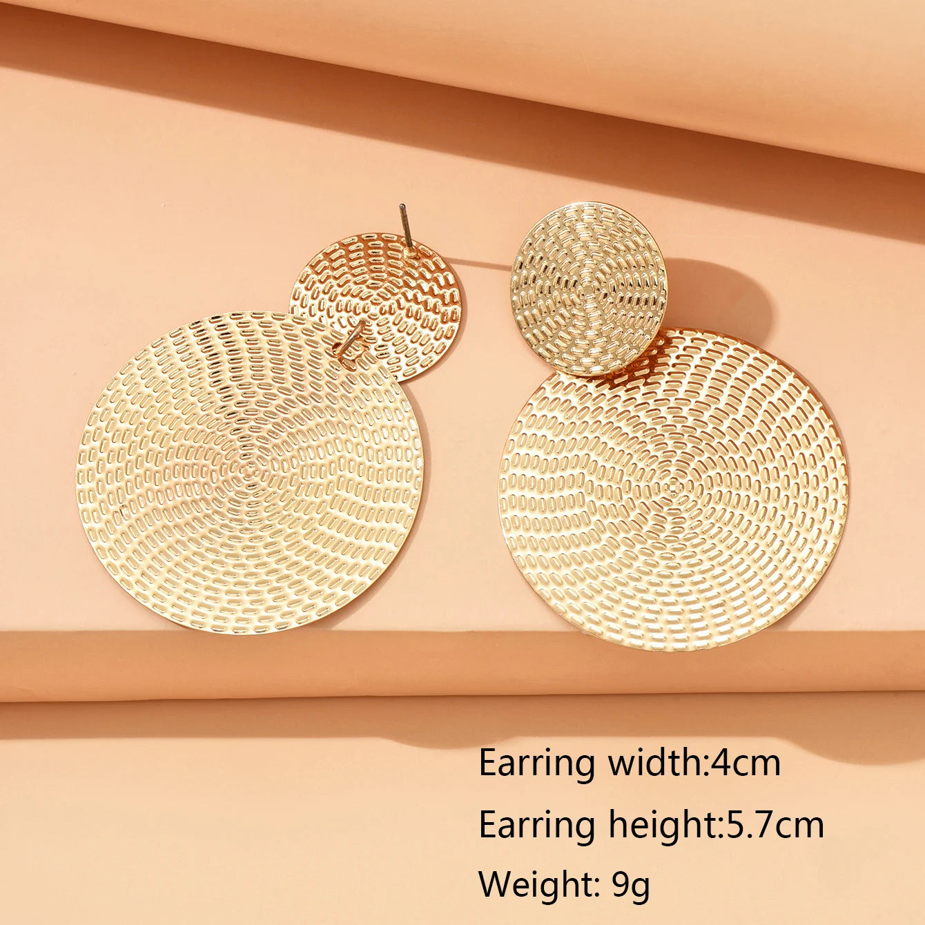 Bohemian fashion geometric metal round earrings