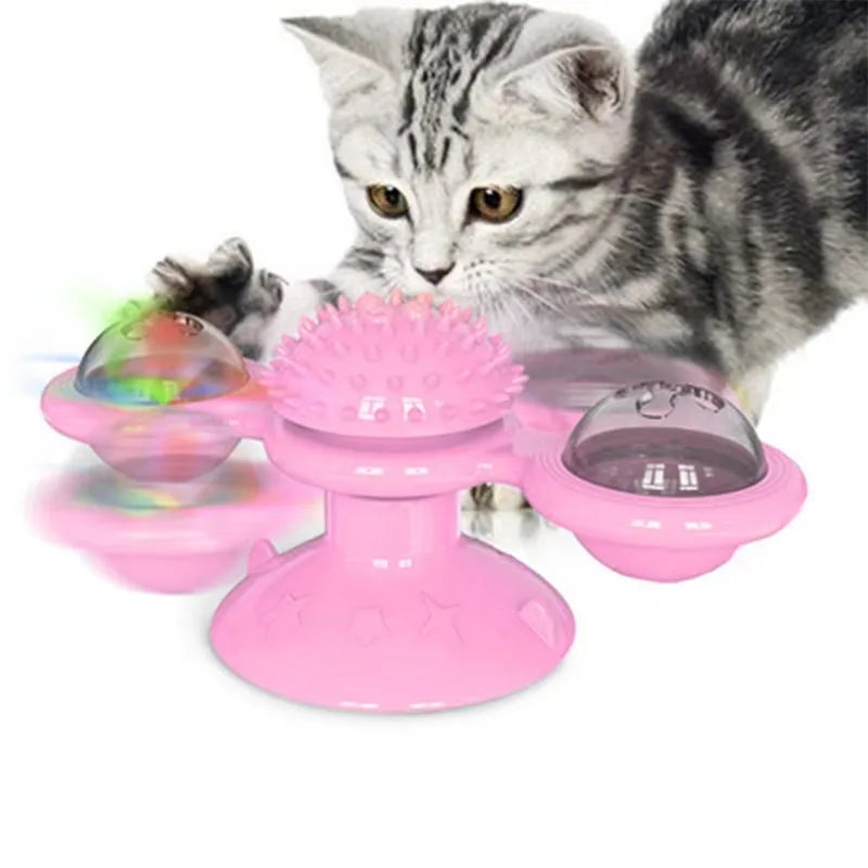 Interactive windmill cat toy