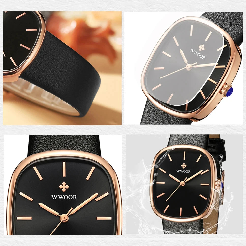 Women's watch with leather strap
