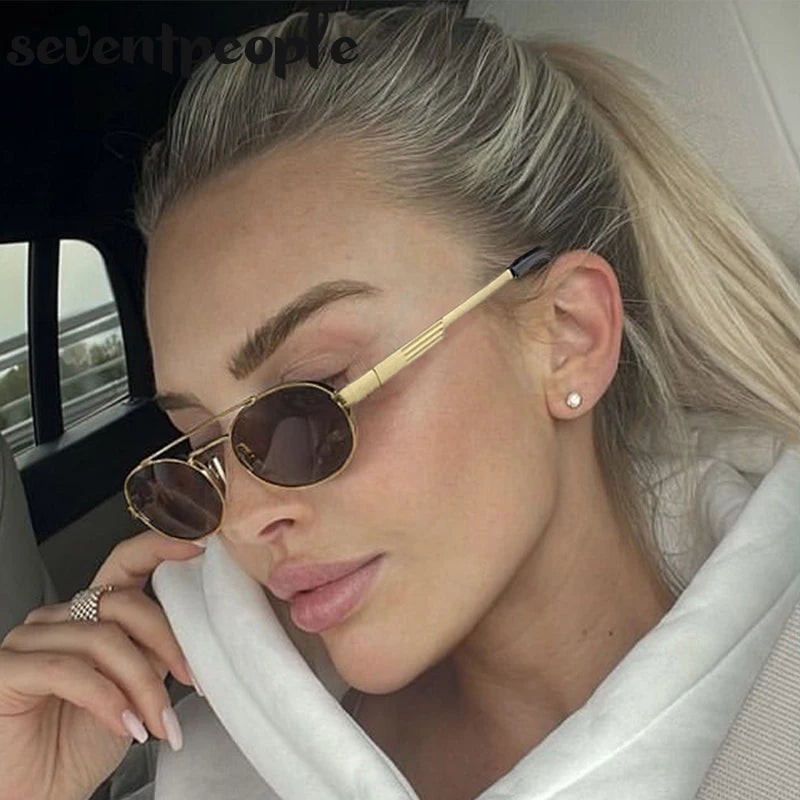 Steampunk sunglasses with oval frames