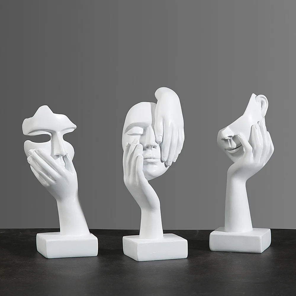 Resin abstract mask statues