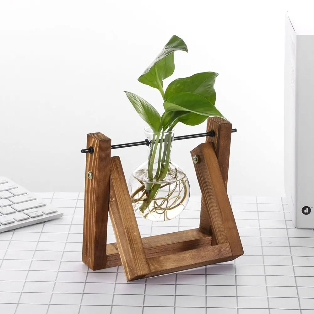 Flower Vase with Wooden Frame