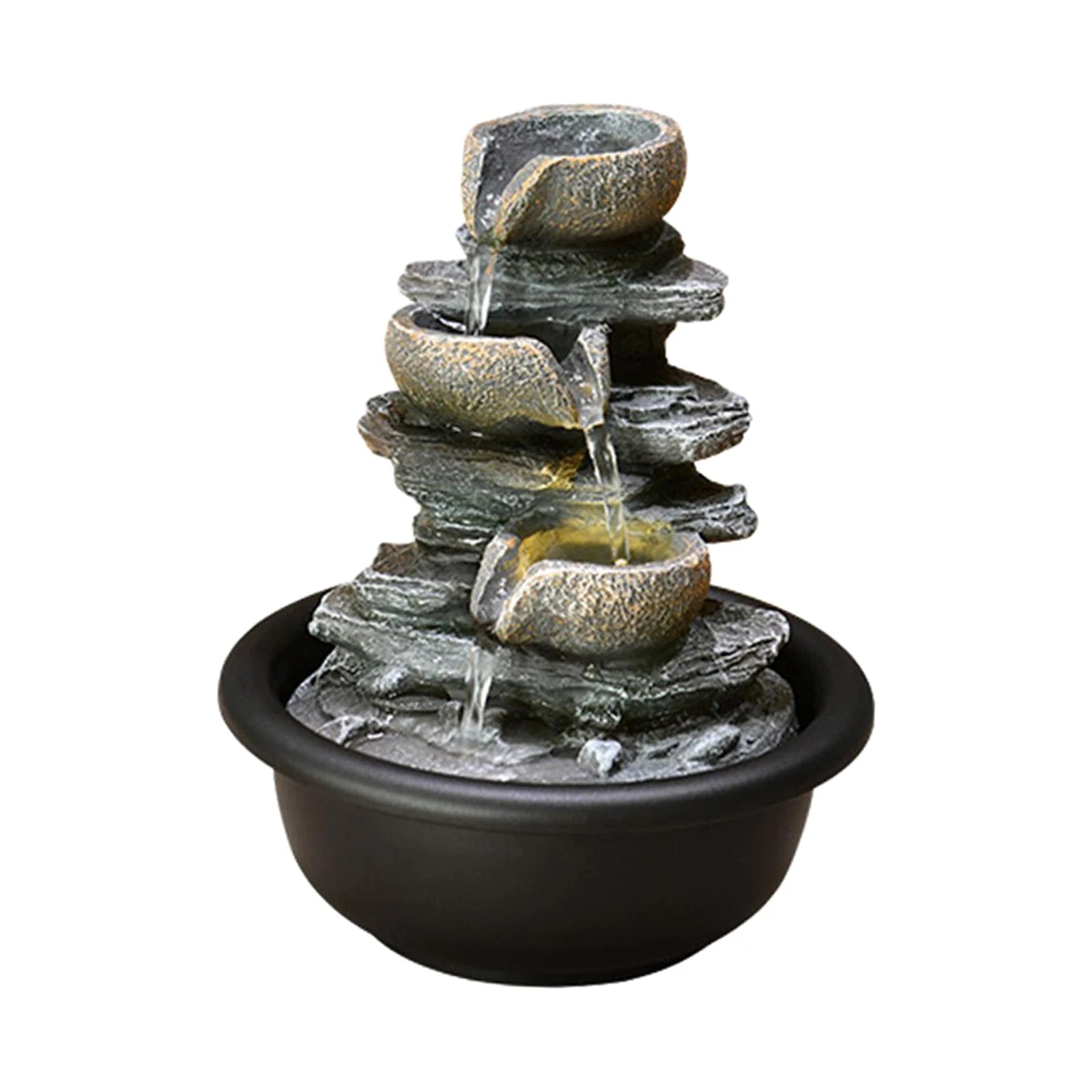 Tiered table fountain with scene light