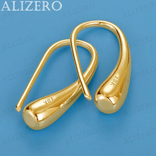 18K gold earrings with water droplets and teardrop shape