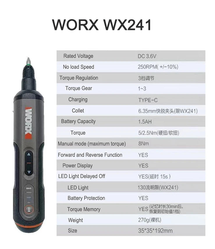 Worx 4V Mini Electrical Screwdriver Set
