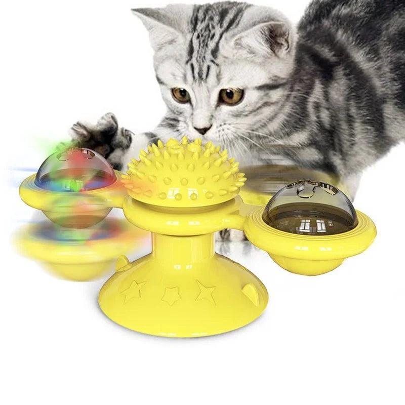 Interactive windmill cat toy