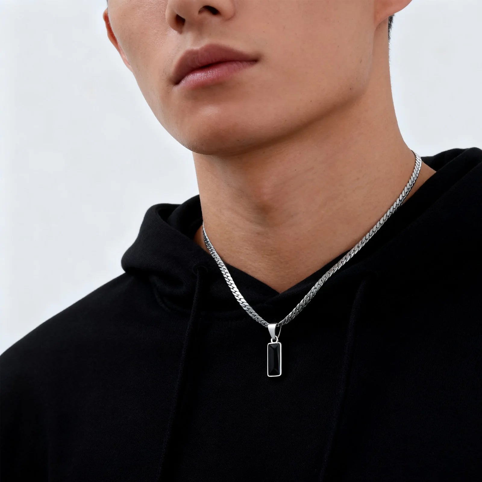 Men's necklaces with geometric stone pendants