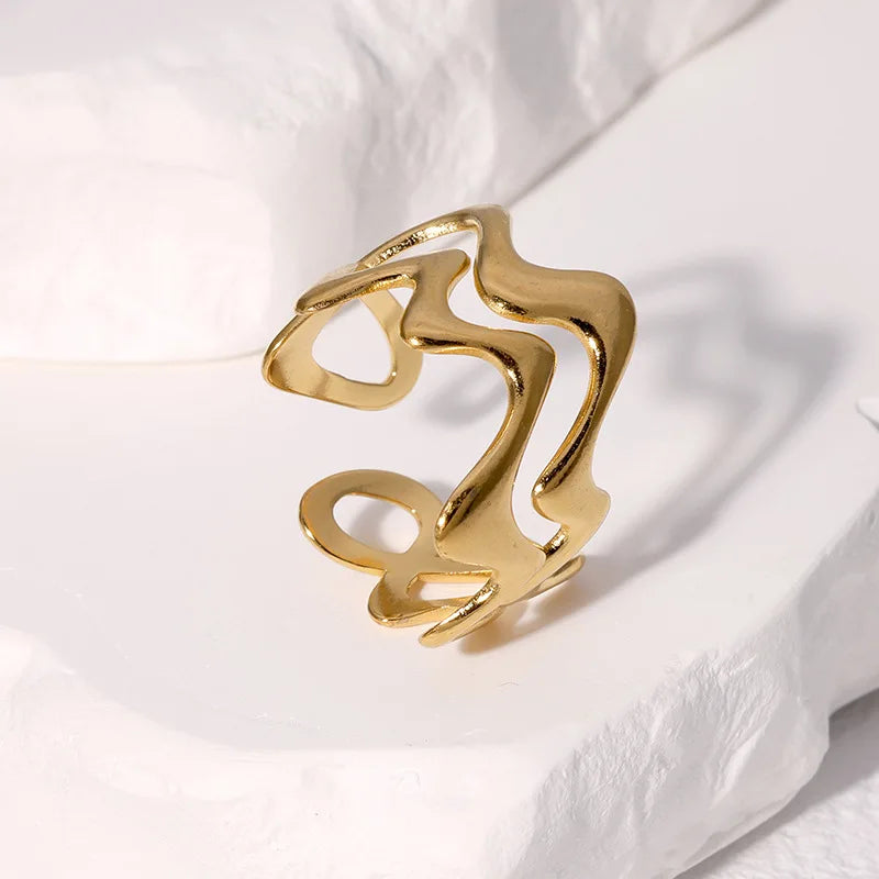 Stainless steel rings with irregular waves