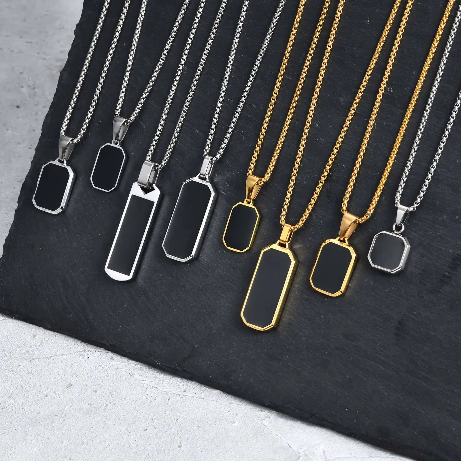 Casual Mens Geometric Square Necklaces