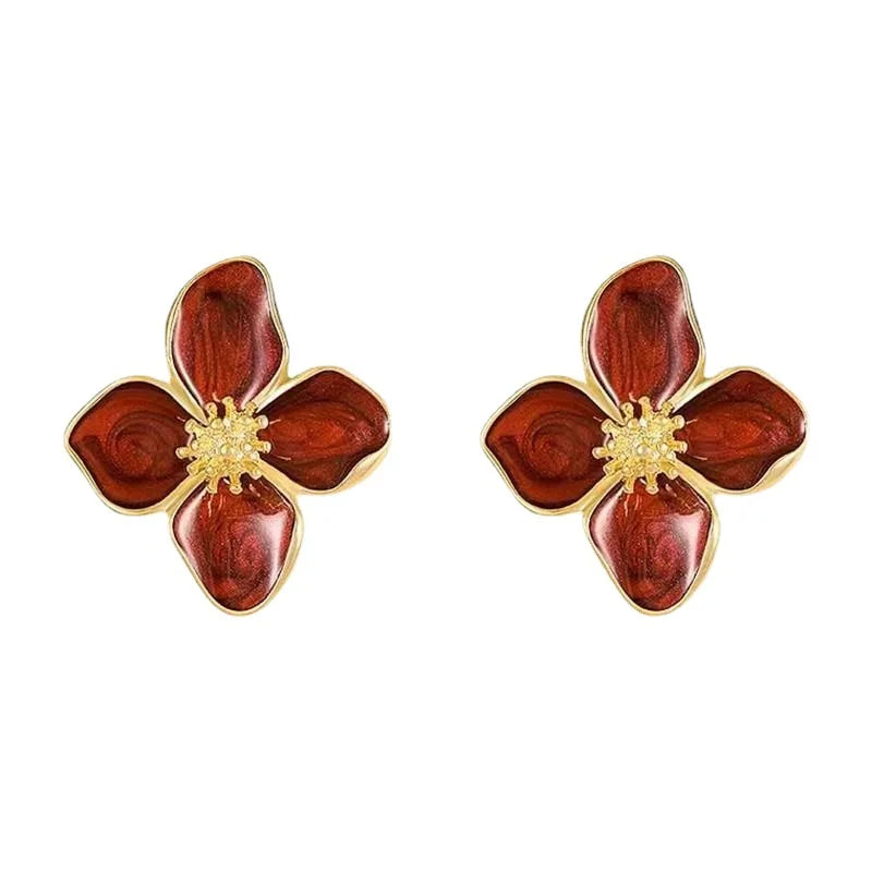 Retro enamel flower earrings