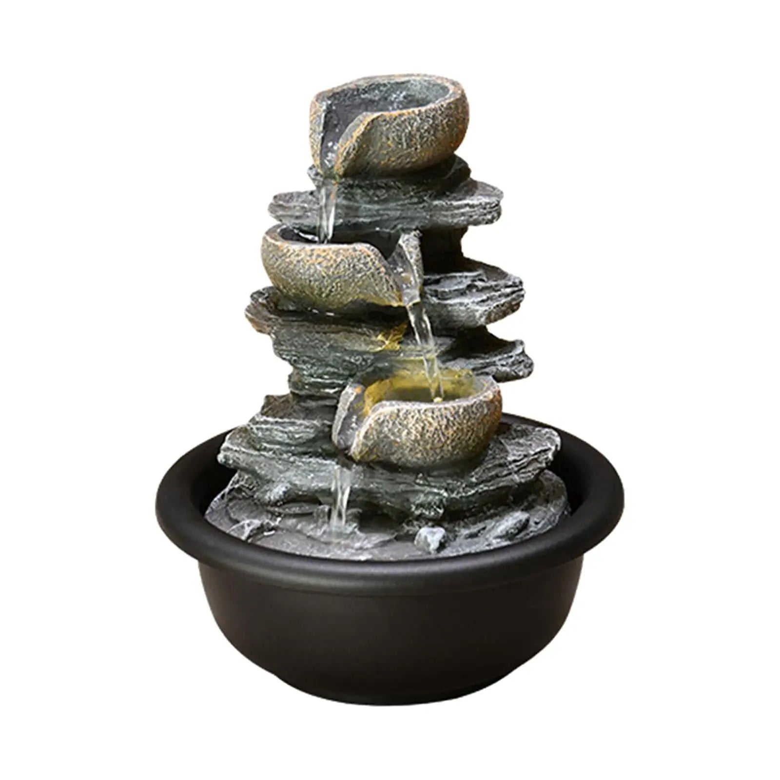 Tiered table fountain with scene light