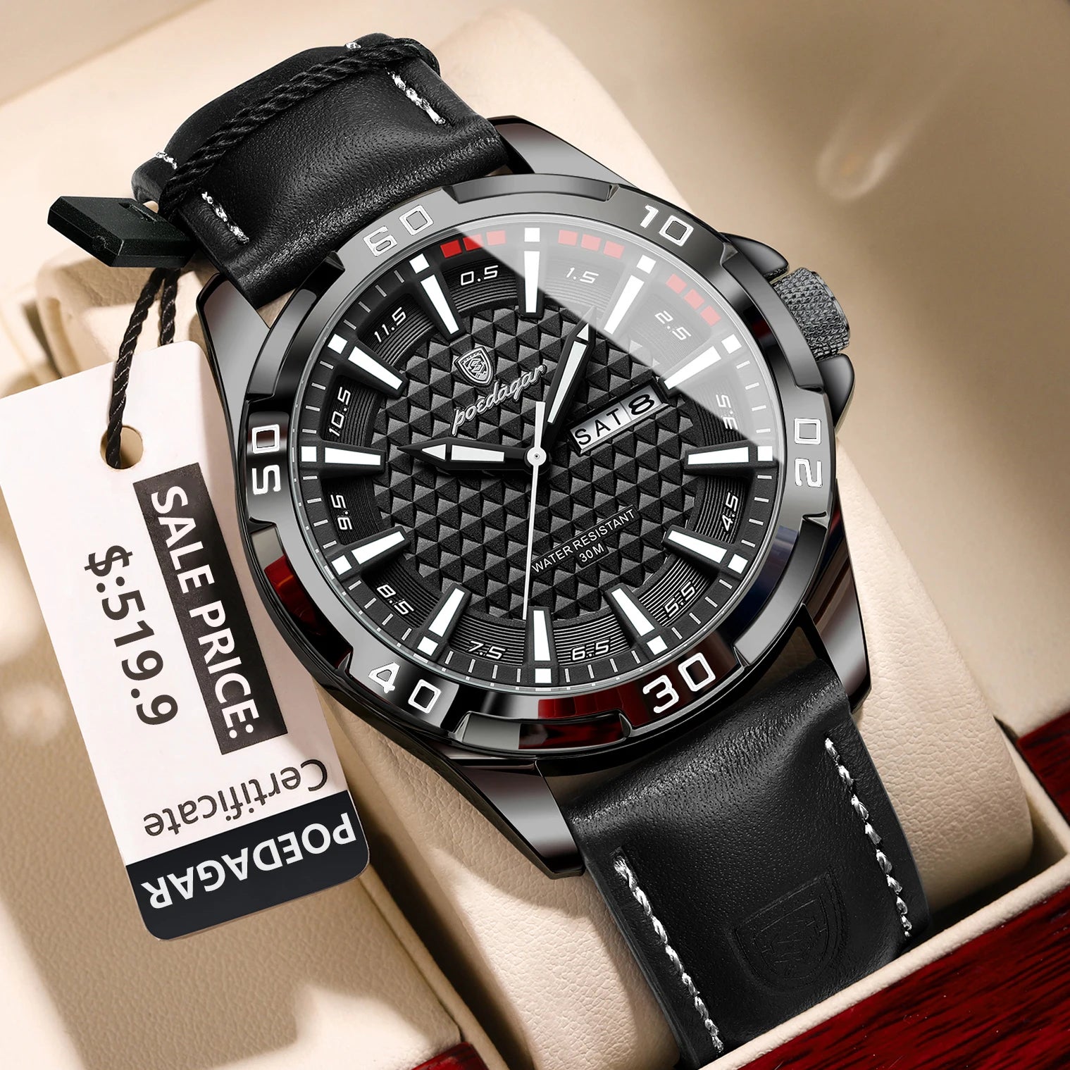 POEDAGAR Original Man Wristwatch Top Luxury