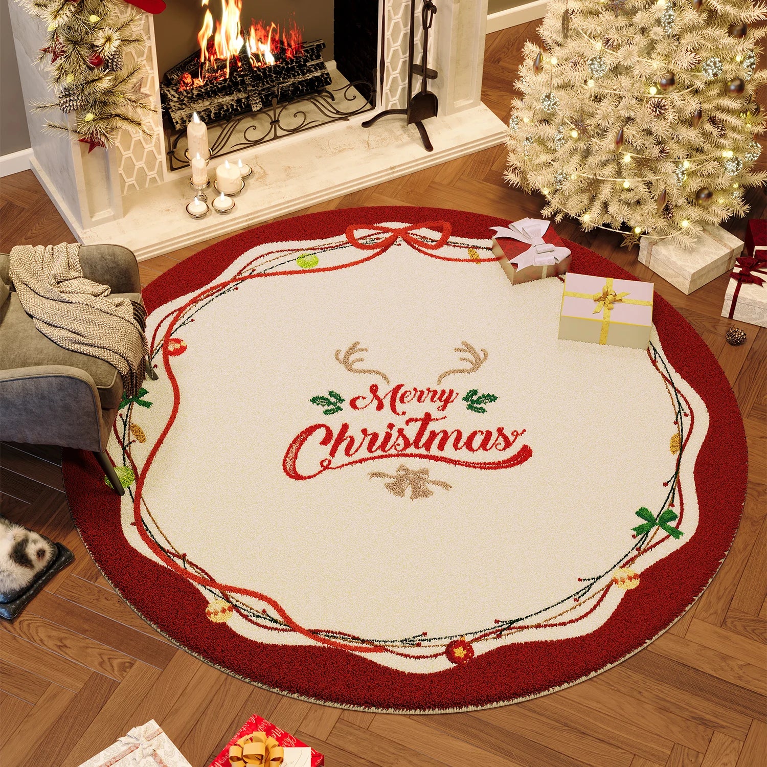 Christmas Wind Round Carpet Premium