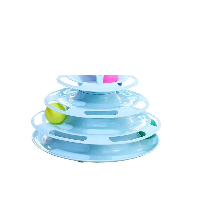 Three-tier interactive educational cat toy with rotating platform