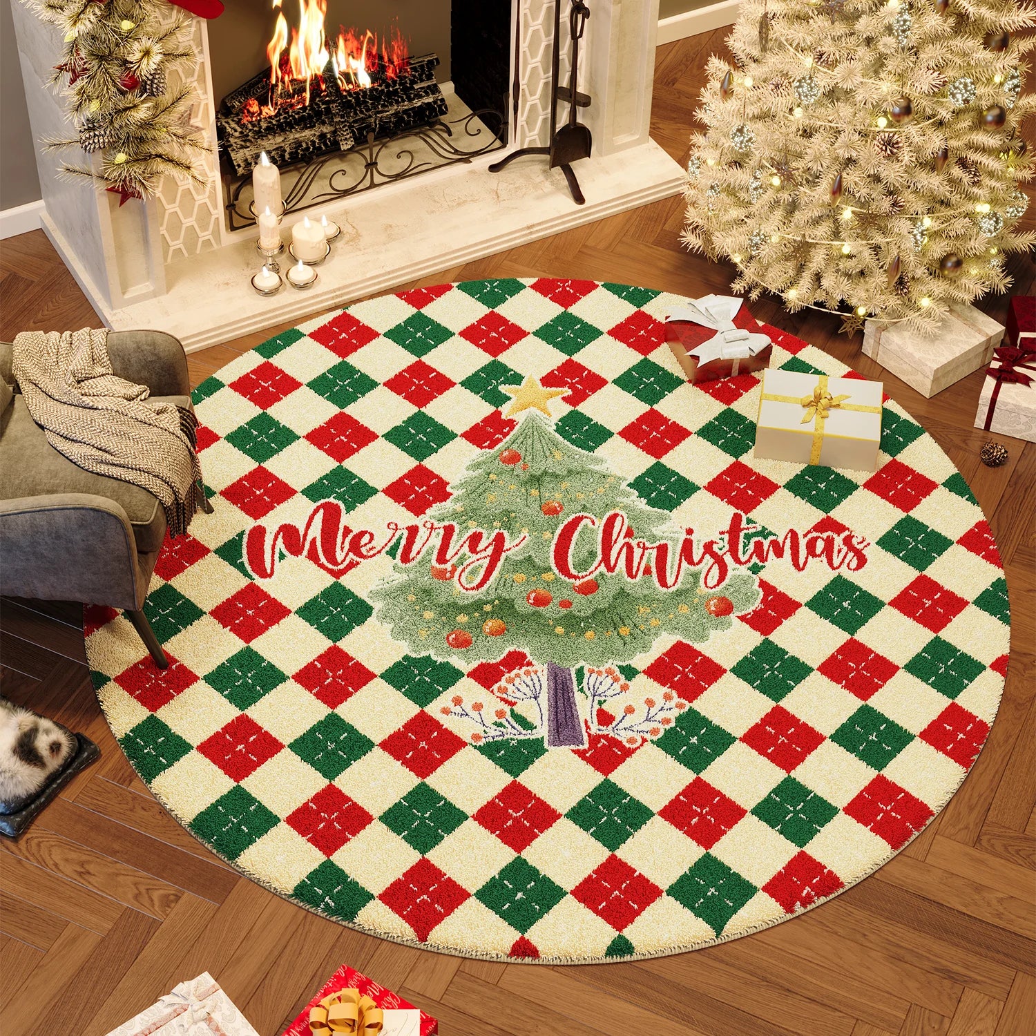 Christmas Wind Round Carpet Premium
