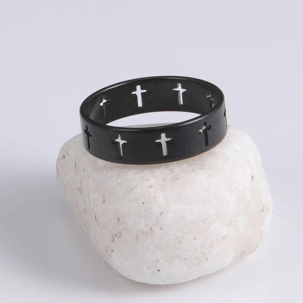 Stainless steel cross finger ring