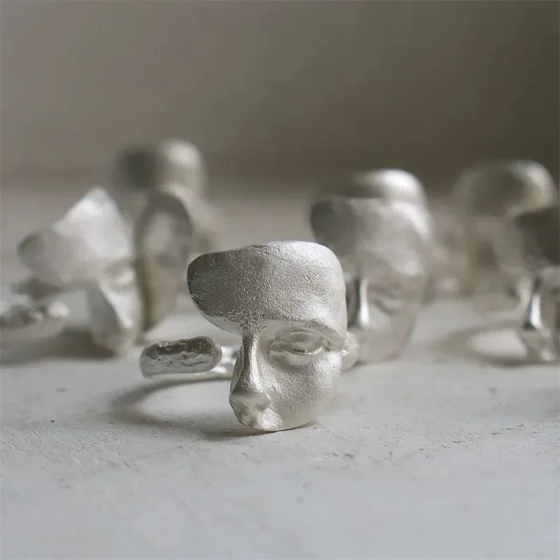 Open rings with creative mystical mask