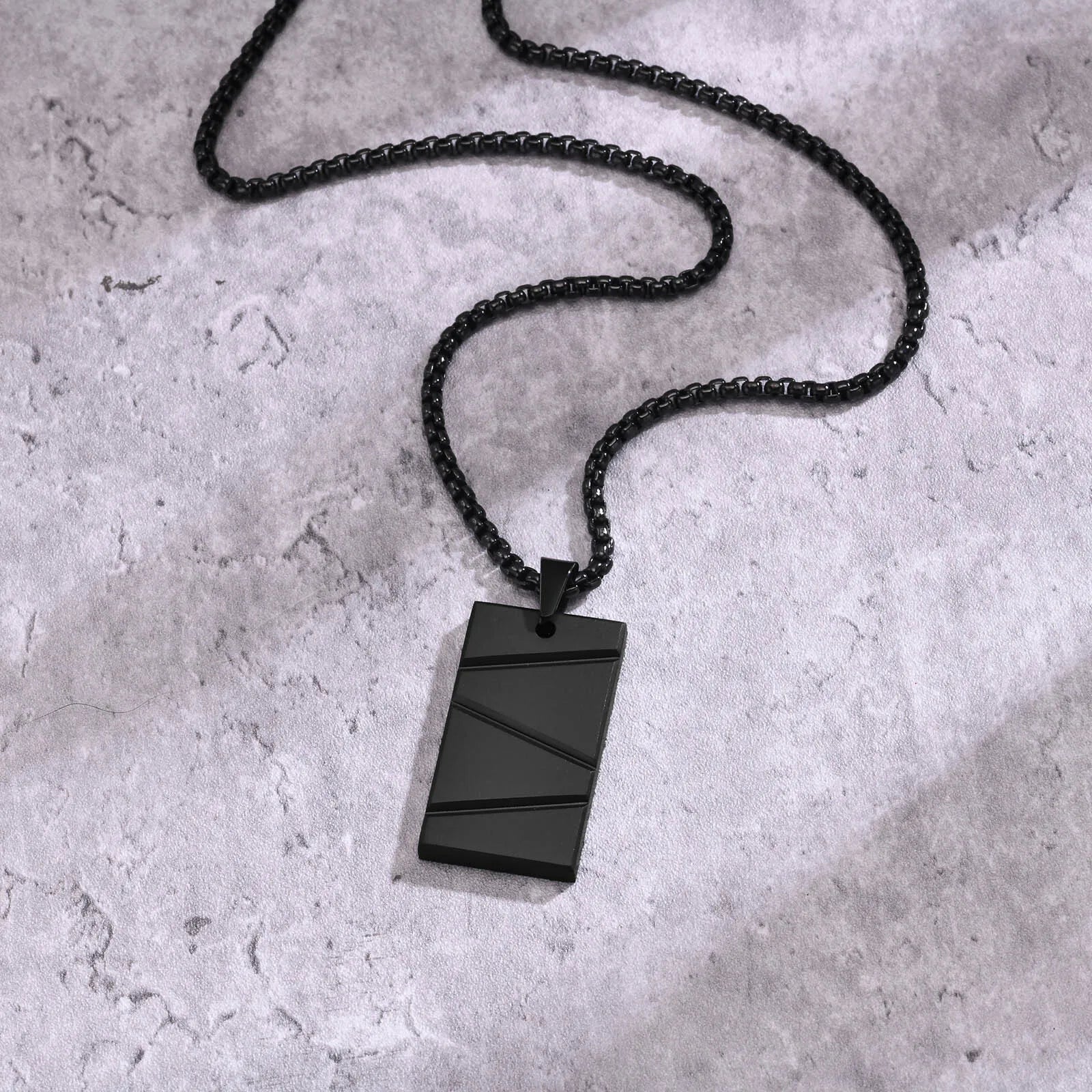 Necklaces with black stone pendants