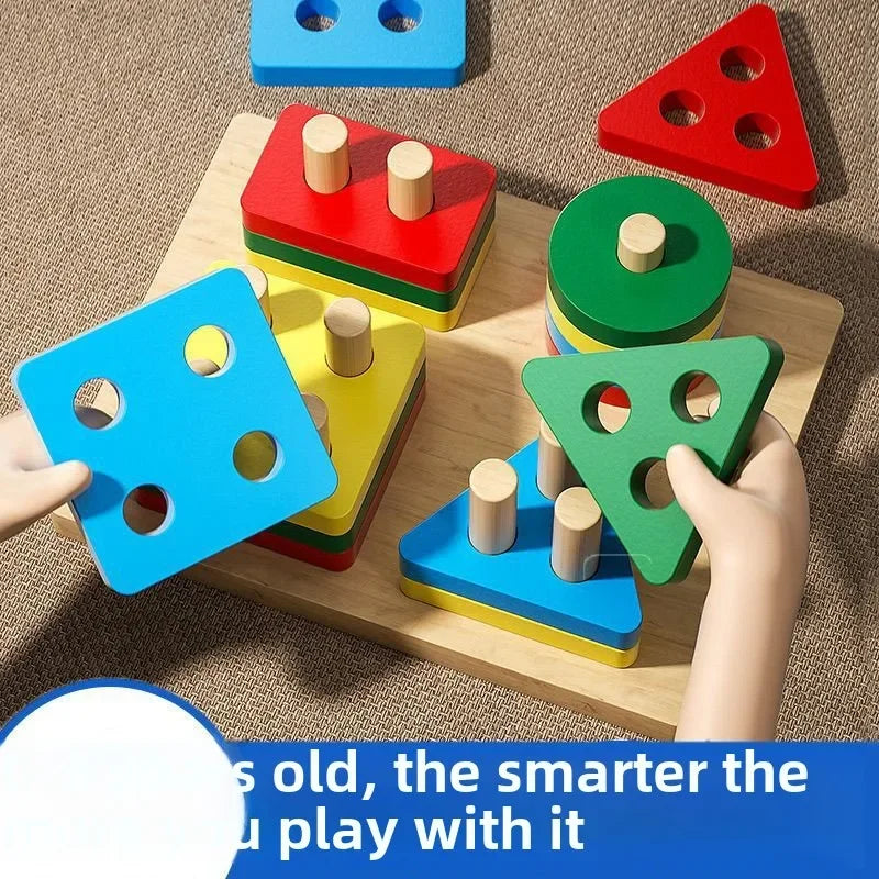 Montessori Wooden Stacking and Sorting Puzzle