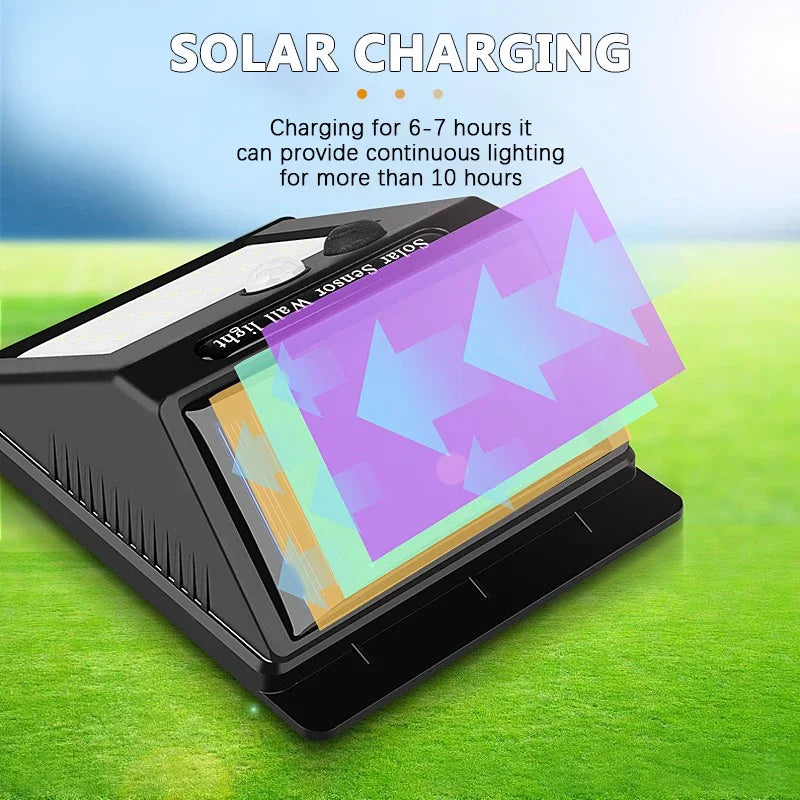 Modern outdoor LED solar wall light with motion sensors