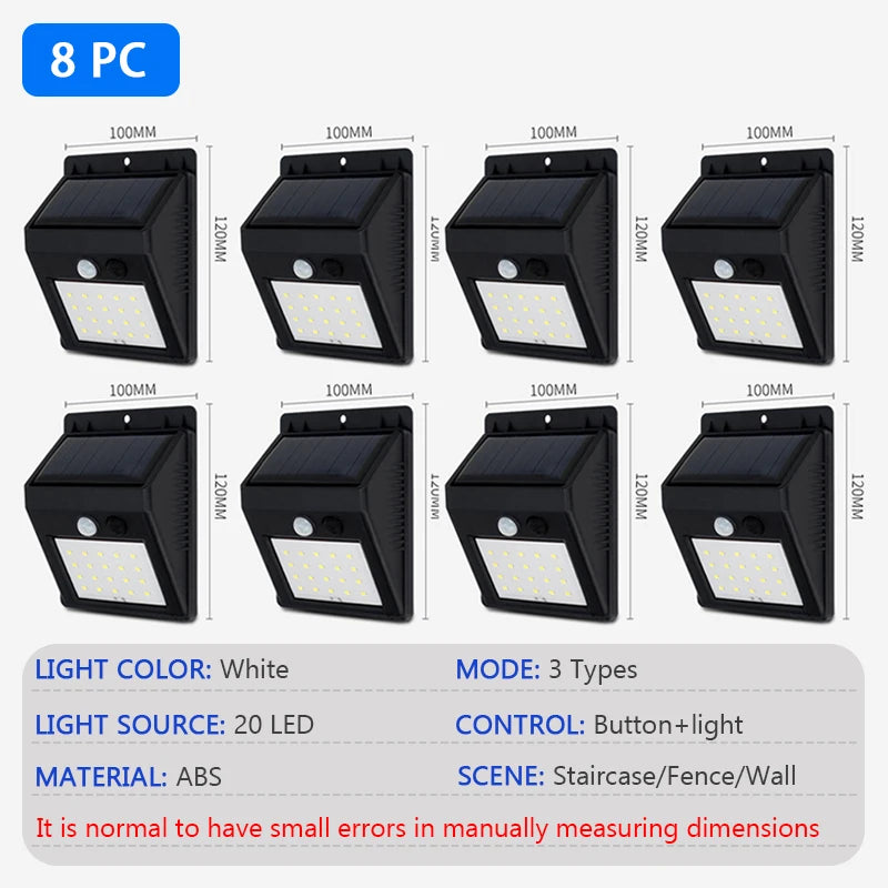 Modern outdoor LED solar wall light with motion sensors