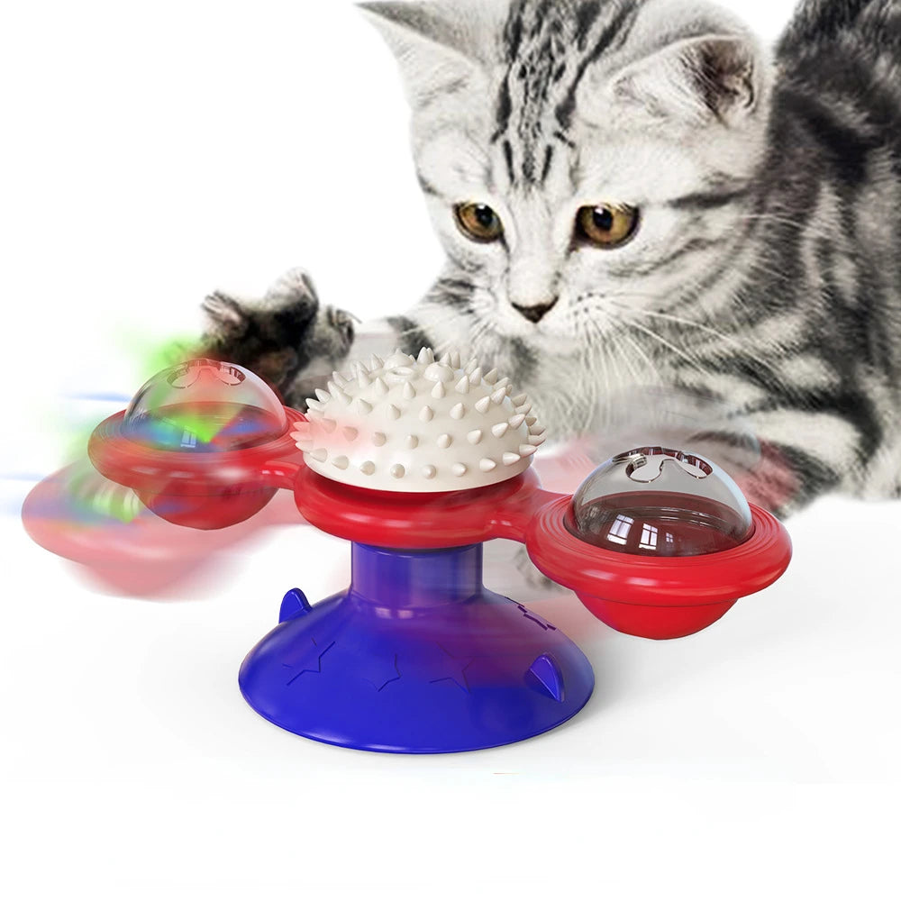 Interactive windmill cat toy