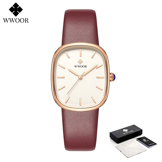 Women's watch with leather strap
