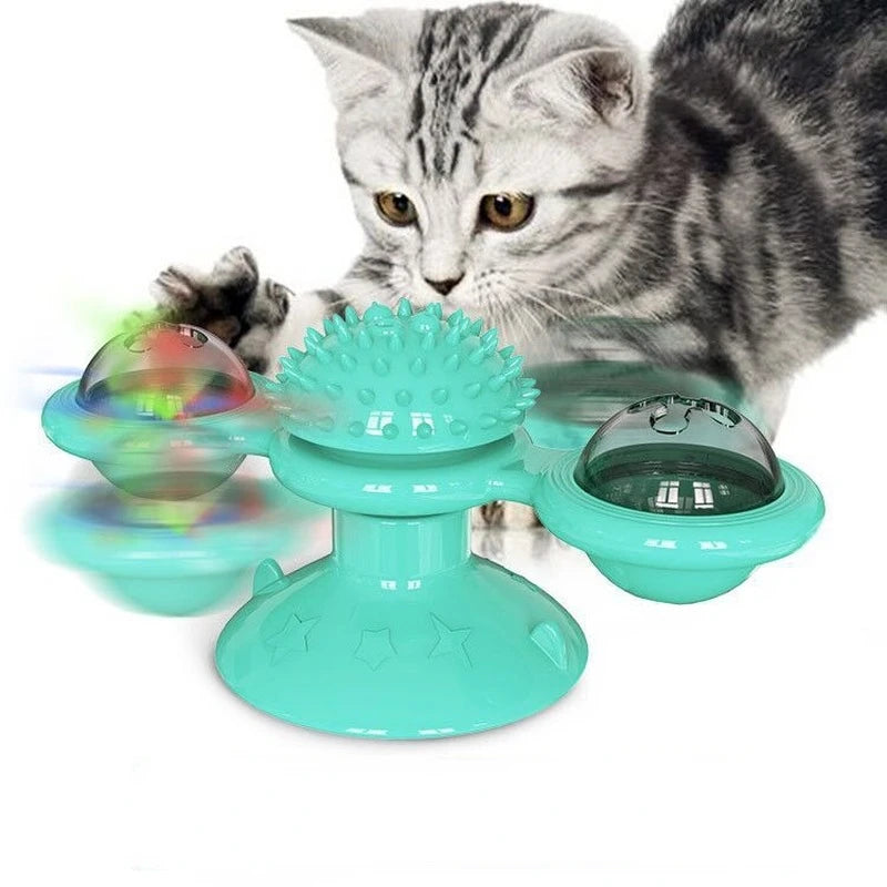 Interactive windmill cat toy