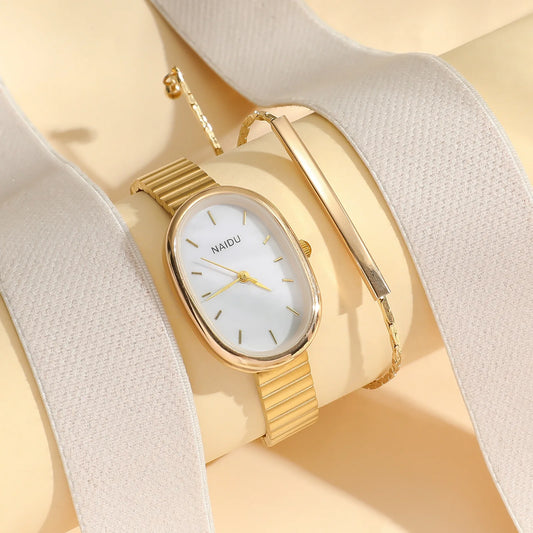 Luxury elegant oval women's quartz watch