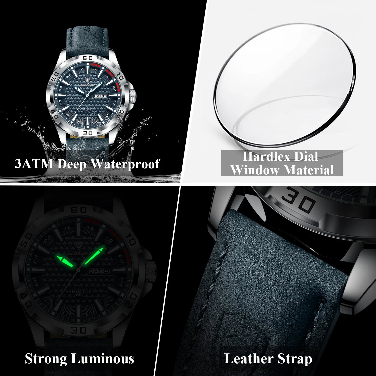 POEDAGAR Original Man Wristwatch Top Luxury