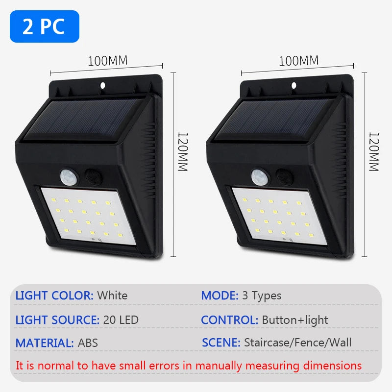 Modern outdoor LED solar wall light with motion sensors