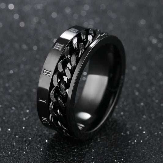 Stainless steel rotating ring with Roman numerals
