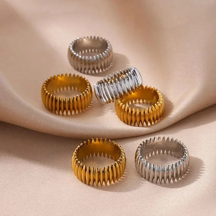 Stainless steel rings with creative geometry