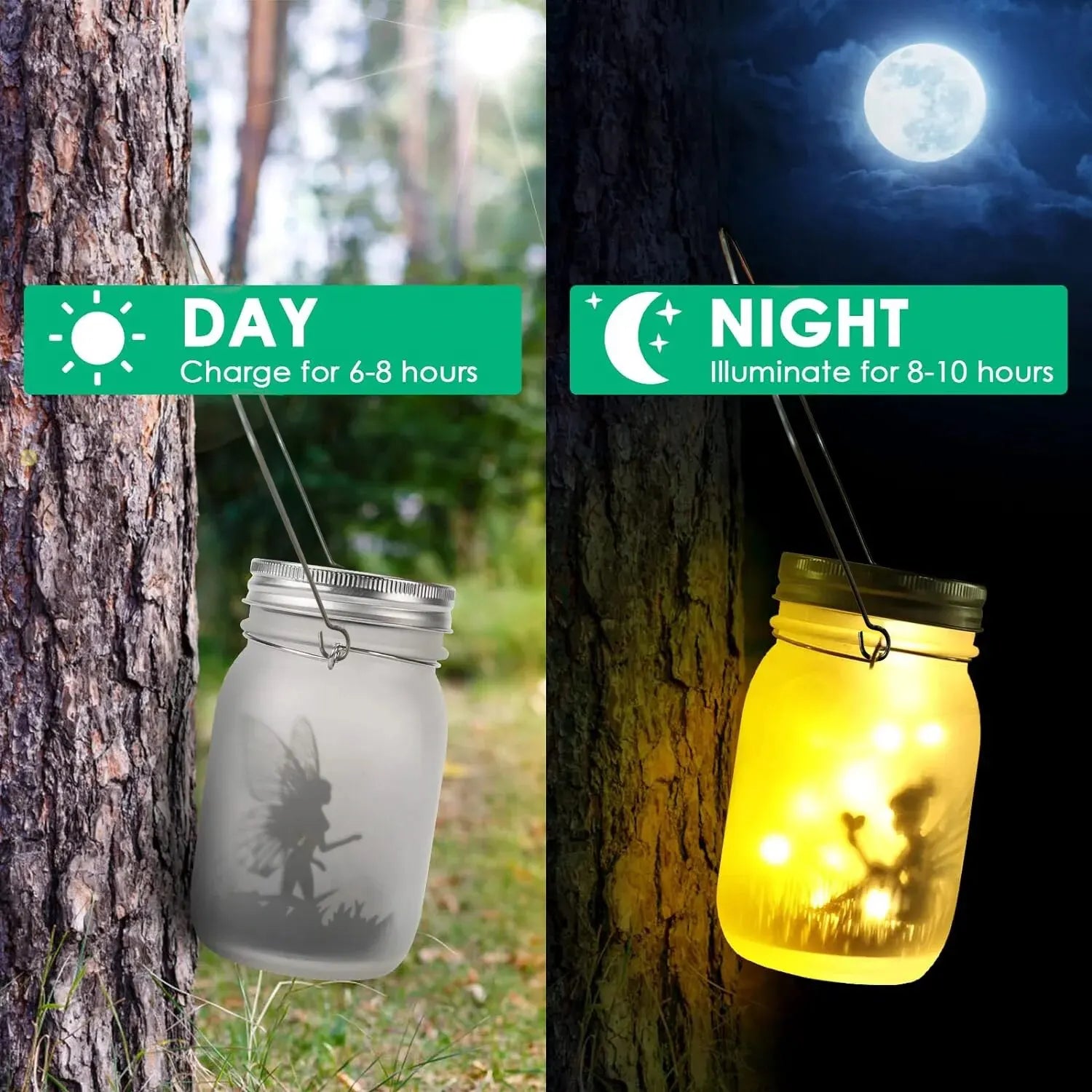 Solar hanging fairy light for glass jar
