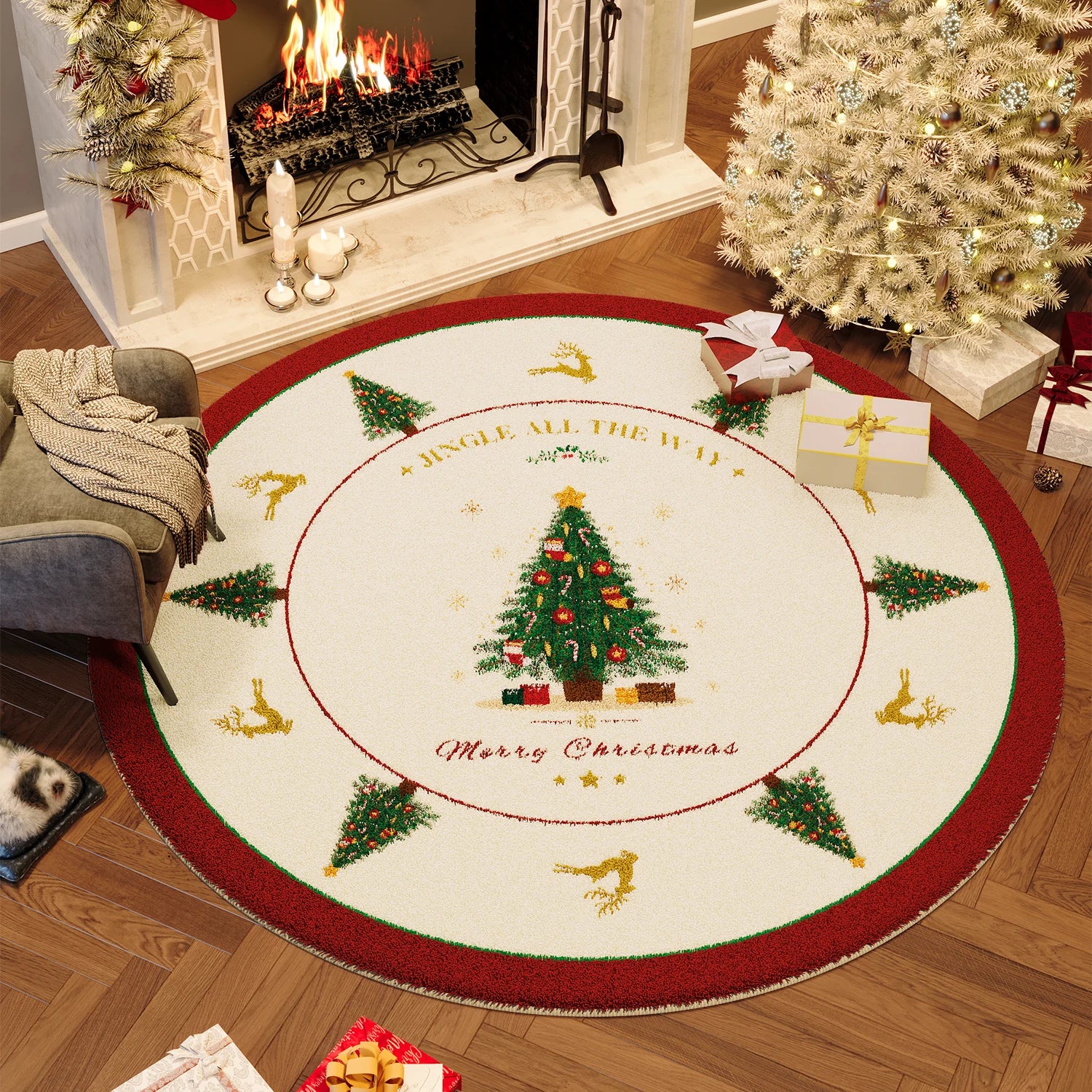 Christmas Wind Round Carpet Premium
