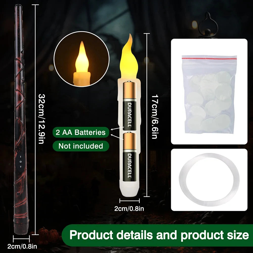 Set of floating candles suspended with magic wand