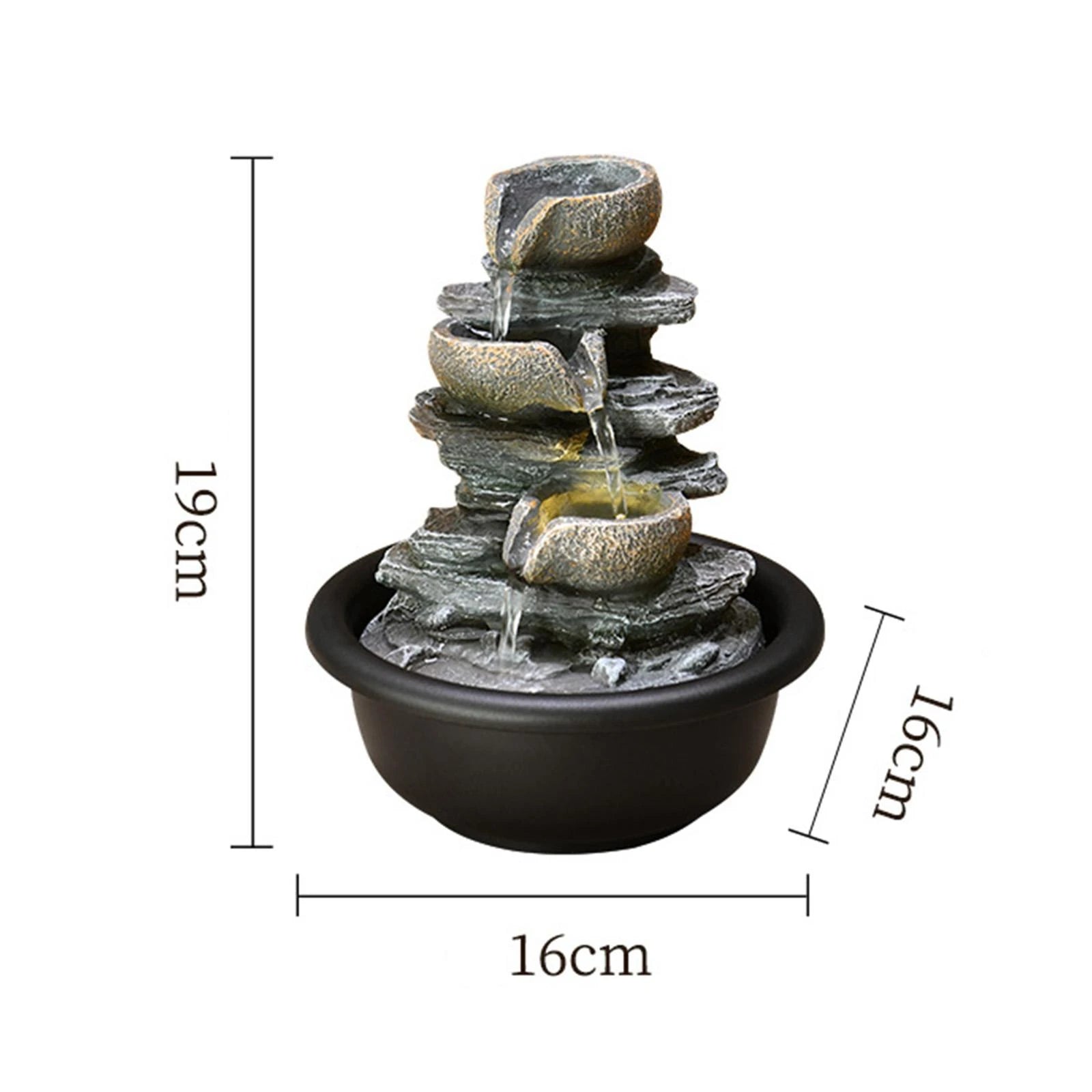 Tiered table fountain with scene light